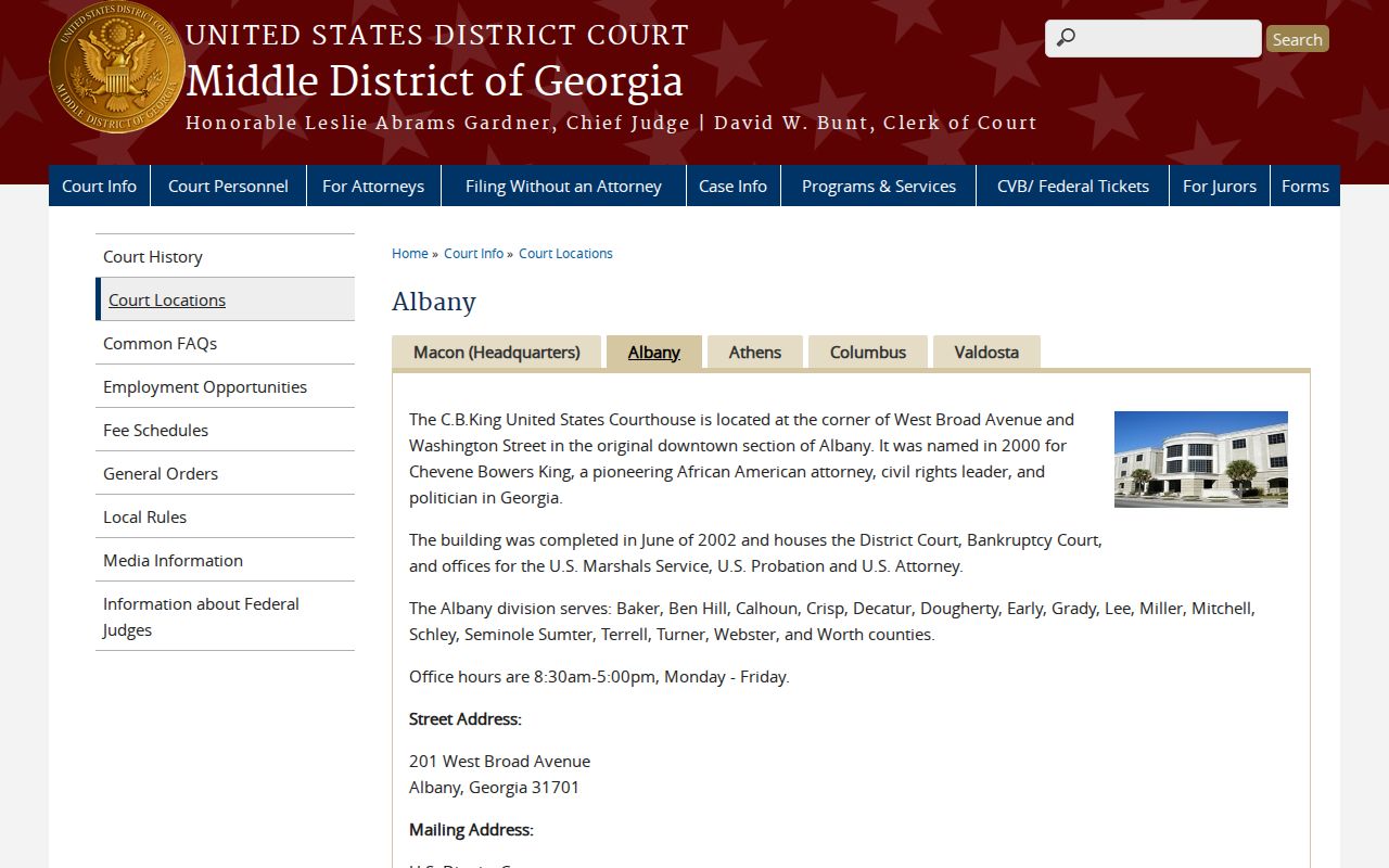 Schley County federal case search Albany Division office