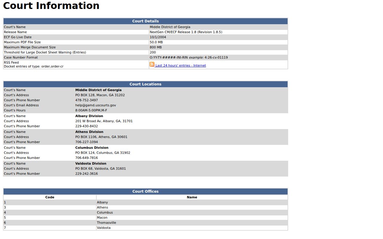 Schley County federal case search CM ECF court information