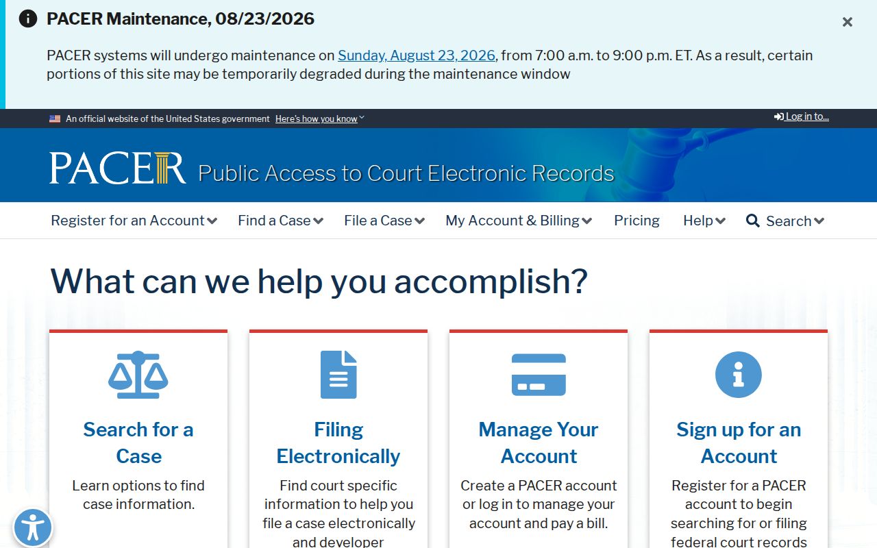 Schley County federal case search through PACER