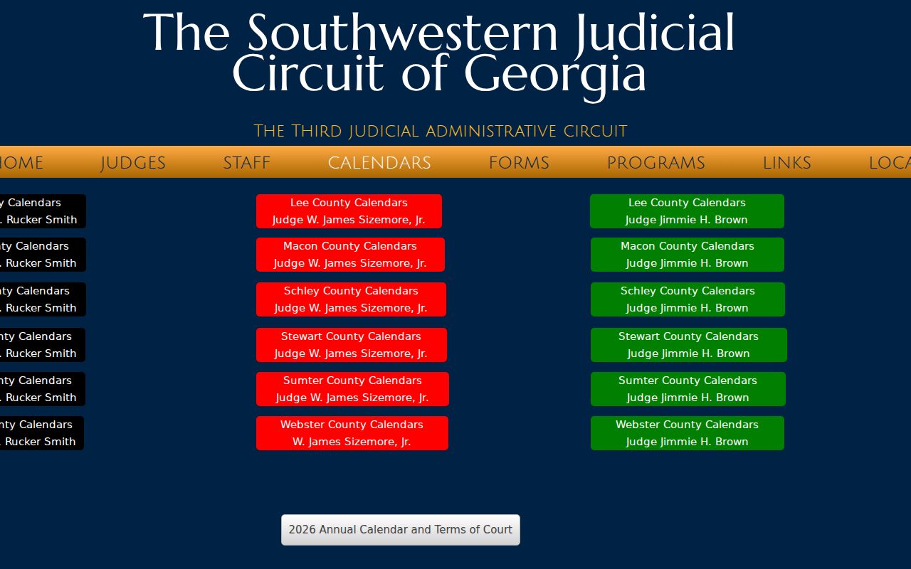 Schley County court calendar index for the Southwestern Judicial Circuit