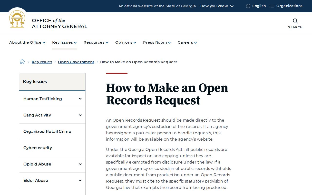 Georgia Attorney General open records guidance for Schley County court records