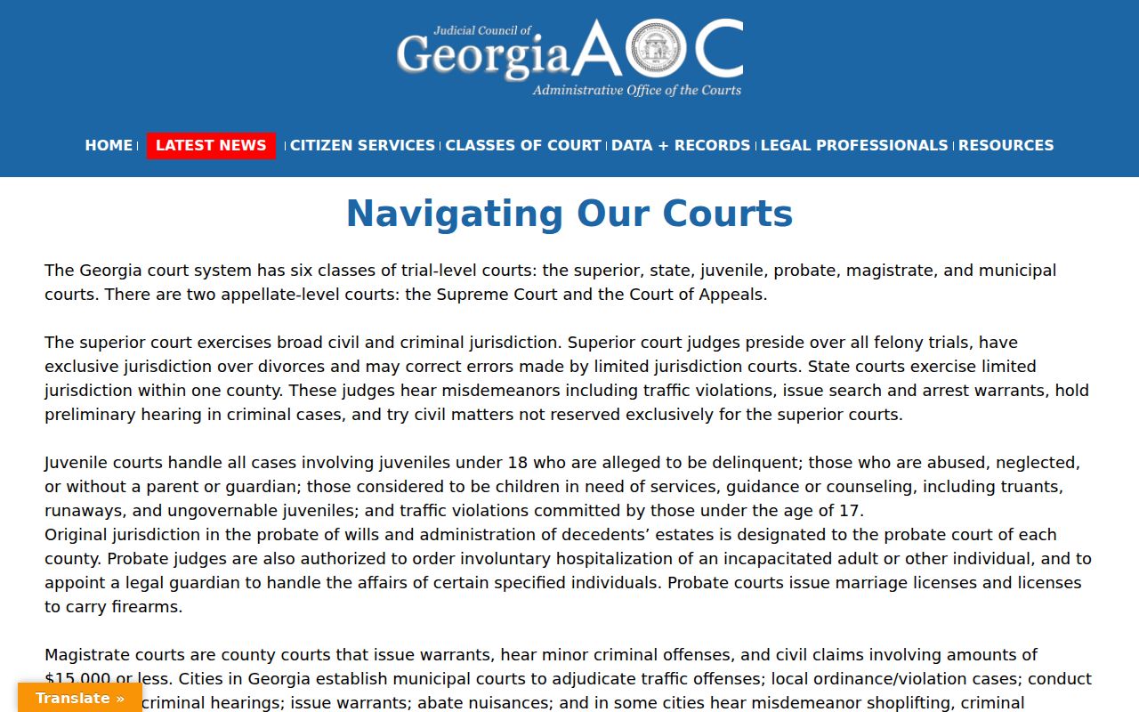 Georgia court classes used to route Schley County criminal dockets