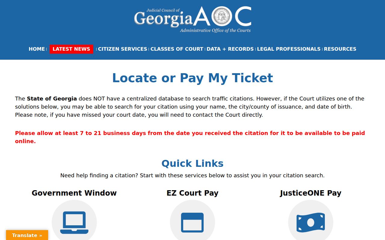 Georgia Courts traffic ticket lookup and payment guidance for Schley County